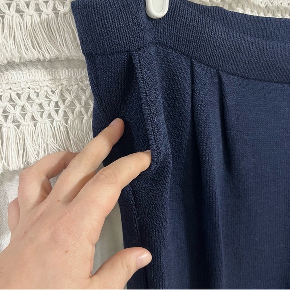 St John Basics Blue Knit Trouser Pants Size 12 - Picture 3 of 11